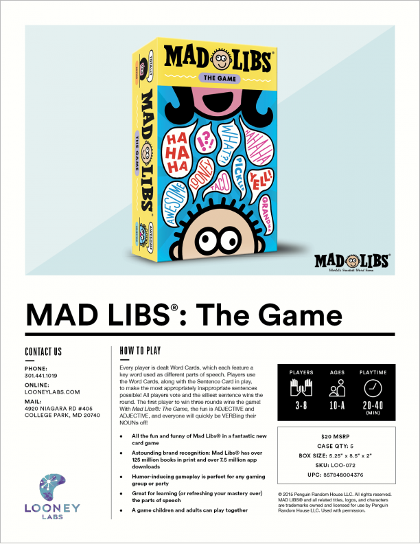 Crazy Libs®: The Video game Market Sheet Looney Labs image relating to Mad Libs Printable Pdf identify Crazy Libs®: The Sport Offer Sheet Looney Labs